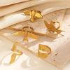 Minimalist 18K Gold Color Plated Angel Wings Peace Dove Wings Open Rings Trendy Waterproof Stainless Steel Jewelry
