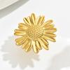 2025 New Geometric Wind Women's Ring, Niche Sunflower Design 18k Electroplated Gold Premium Sense Ring