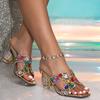 Women's High Heels Slippers Luxury Colorful Rhinestone Slippers Special-shaped Heeled Design Women Slippers Party Mules Slipper