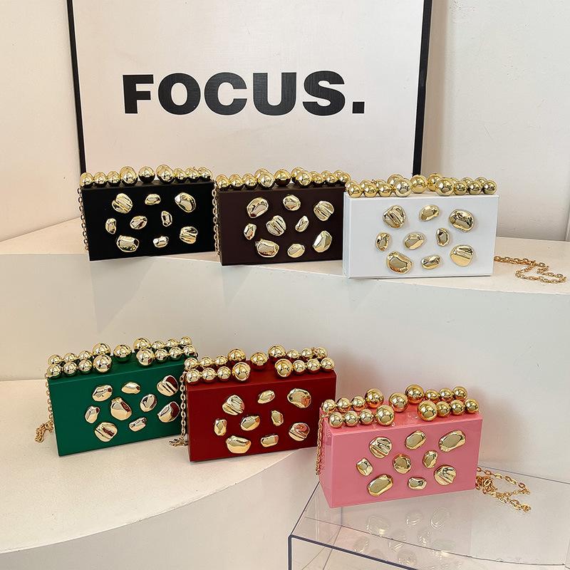Geometric Block Box Clutch - Irregular Structured Shoulder Bag, Minimalist Luxury Crossbody with Artistic Edge