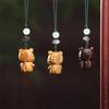 Tiger Blessings Zodiac Phone Charm: Creative Wood Carved Pendant & Keychain Gift