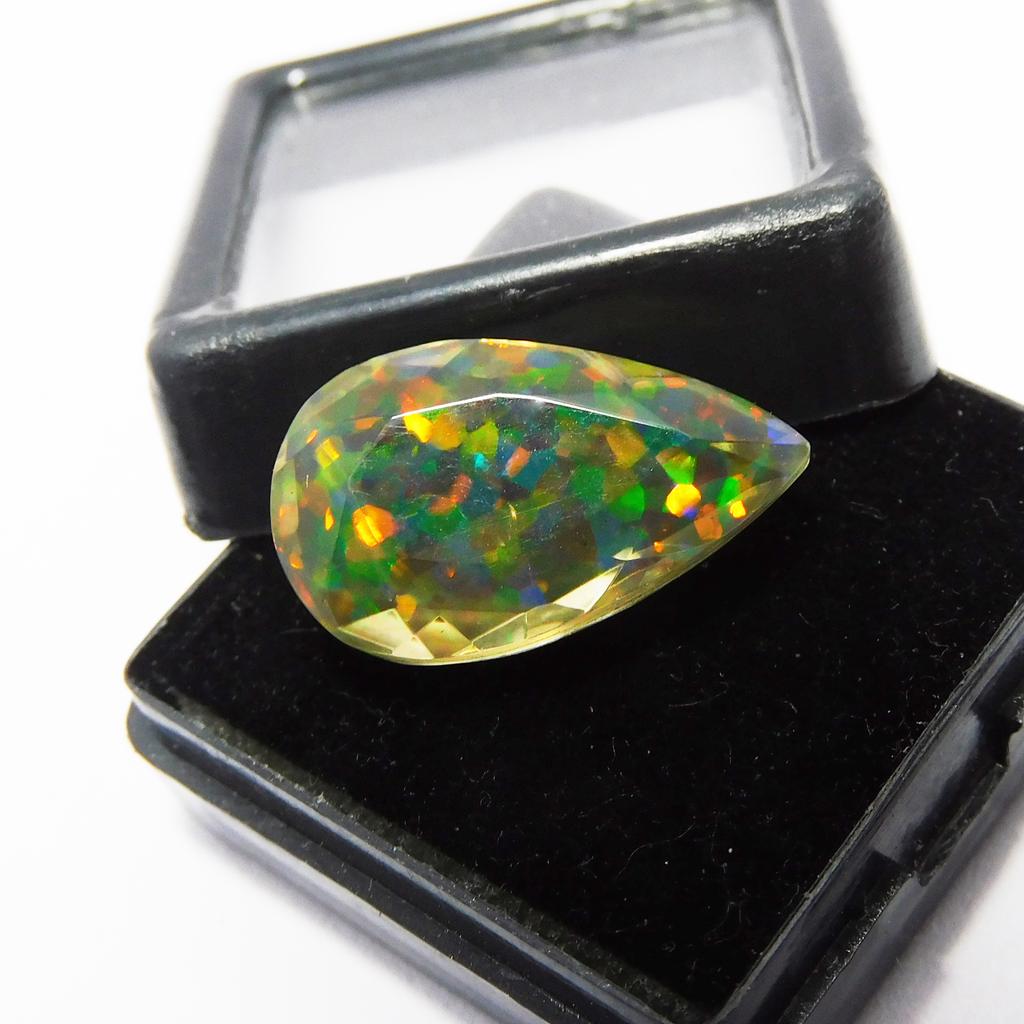 10.65 Ct Lab Created Opal Pear Certified Fabulous Loose Gemstone