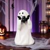 8.5cm White Cute Ghost Halloween Romantic Shelf Desk Decor Black Bat Resin Mini Statue Kawaii Heart Ghost Middle Finger  Decor