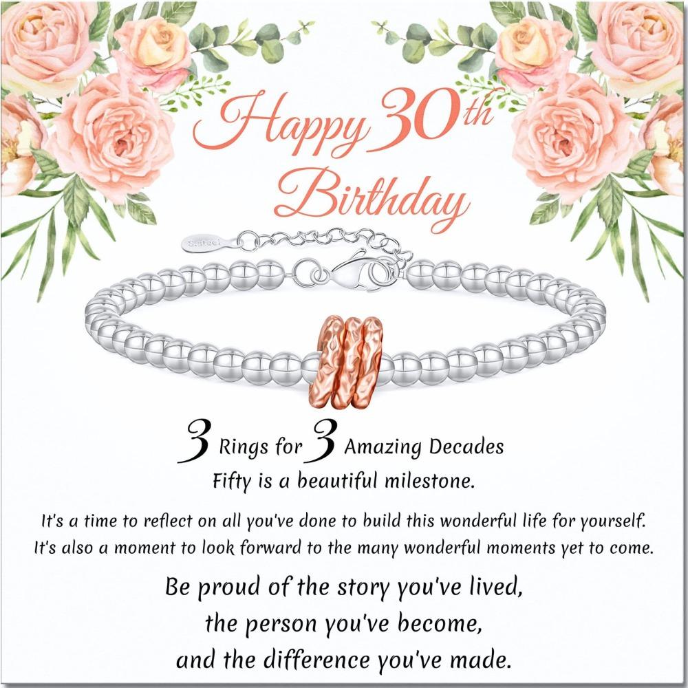 Ladies Silver Bead Bracelet Birthday Gift Adjustable Chain Ring Bracelet 4mm Silver Bead Ring Birthday Bracelet