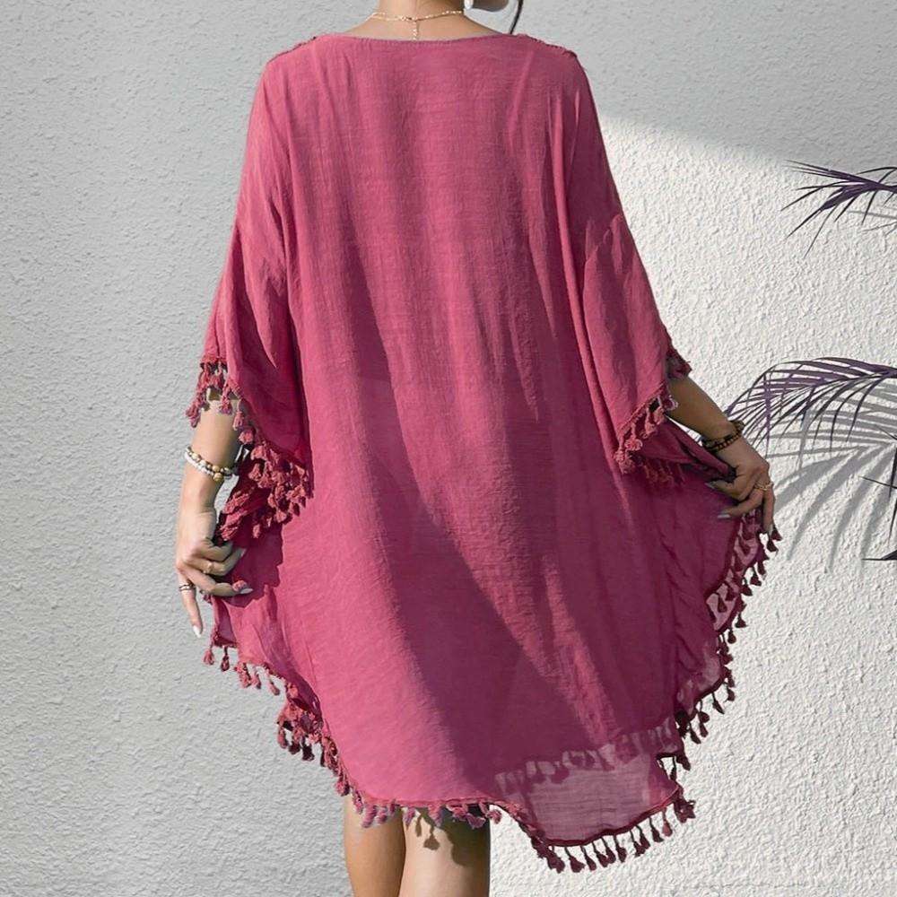 Loose Summer Sunscreen Smock Hollow Out Bikini Cover-Ups Fashion Swimsuit Cover Up Dress  for Women