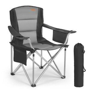 VEVOR Oversized Camping Chairs, 204 Kg Heavy Duty Support, Portable Folding Camp Chairs with Padded Backrest & Armrests