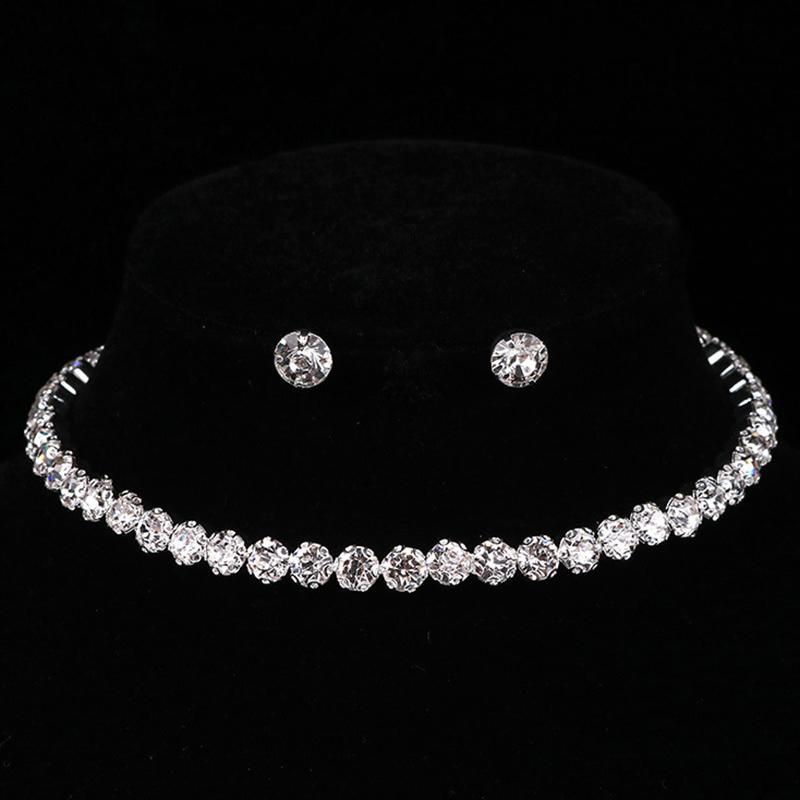 2/3Pcs Light Luxury Round  Jewelry Set For Women Charm Necklace Bracelet Earring Brides Wedding Jewelry Accessories