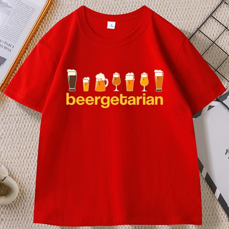 Beergetarian T Shirt Funny Beer Drinking Tee Oktoberfest GerUnisexy Beer Festival Tshirt Roud Neck Short Sleeve Male Clothing S