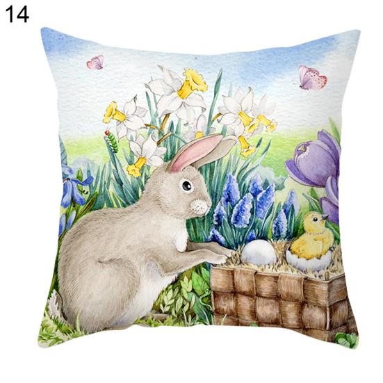 

Пасхальная наволочка, акварельная потайная молния, полиэстер, персиковая кожа, весенняя пасхальная наволочка с мультяшным кроликом для дивана, дивана, кровати 14