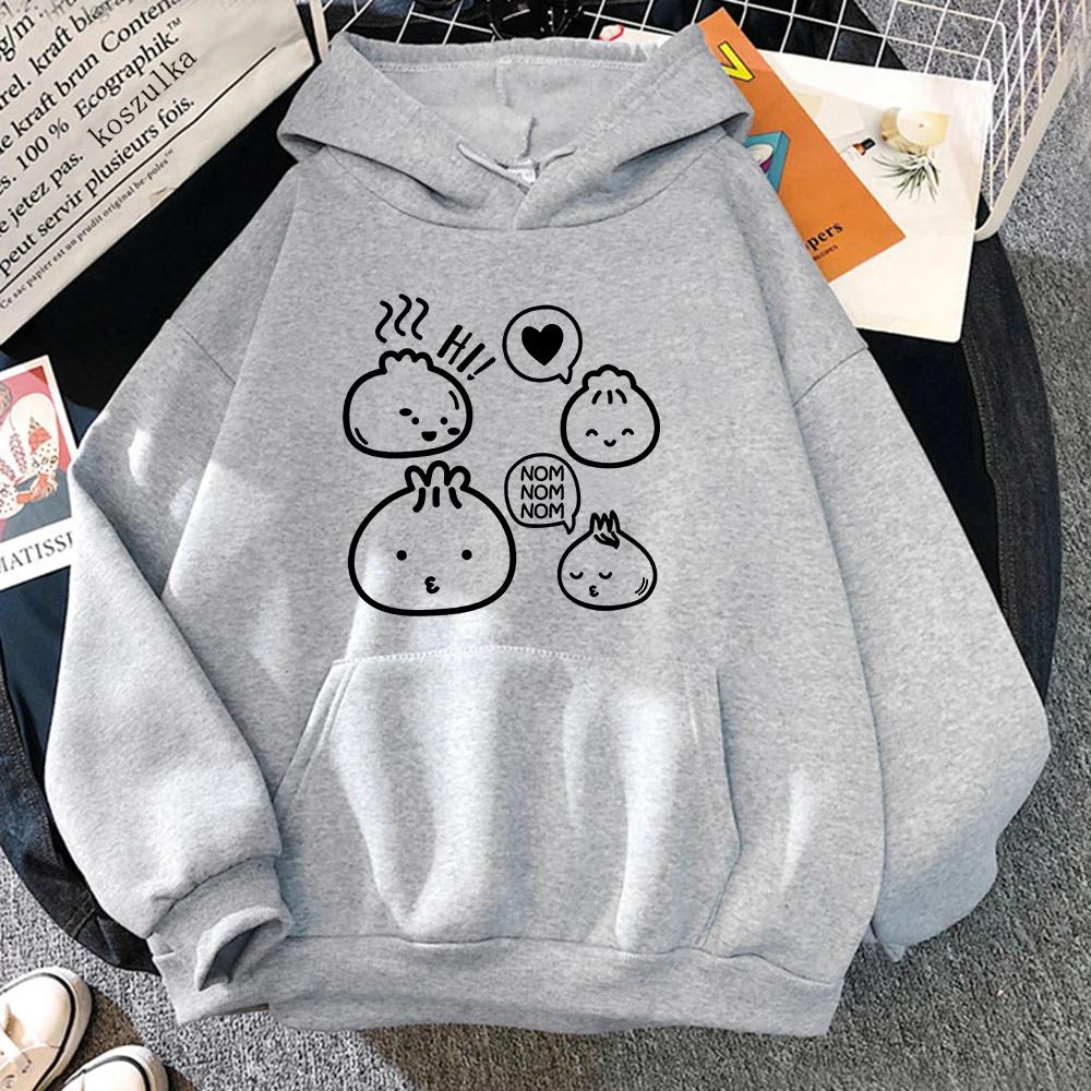 Cute Dumpling Dim Sum Mandoo Bao Hoodie Women_men Hoodies Harajuku Aesthetic Unisex Fleece Pullover Sweatshirt Vintage Clothes