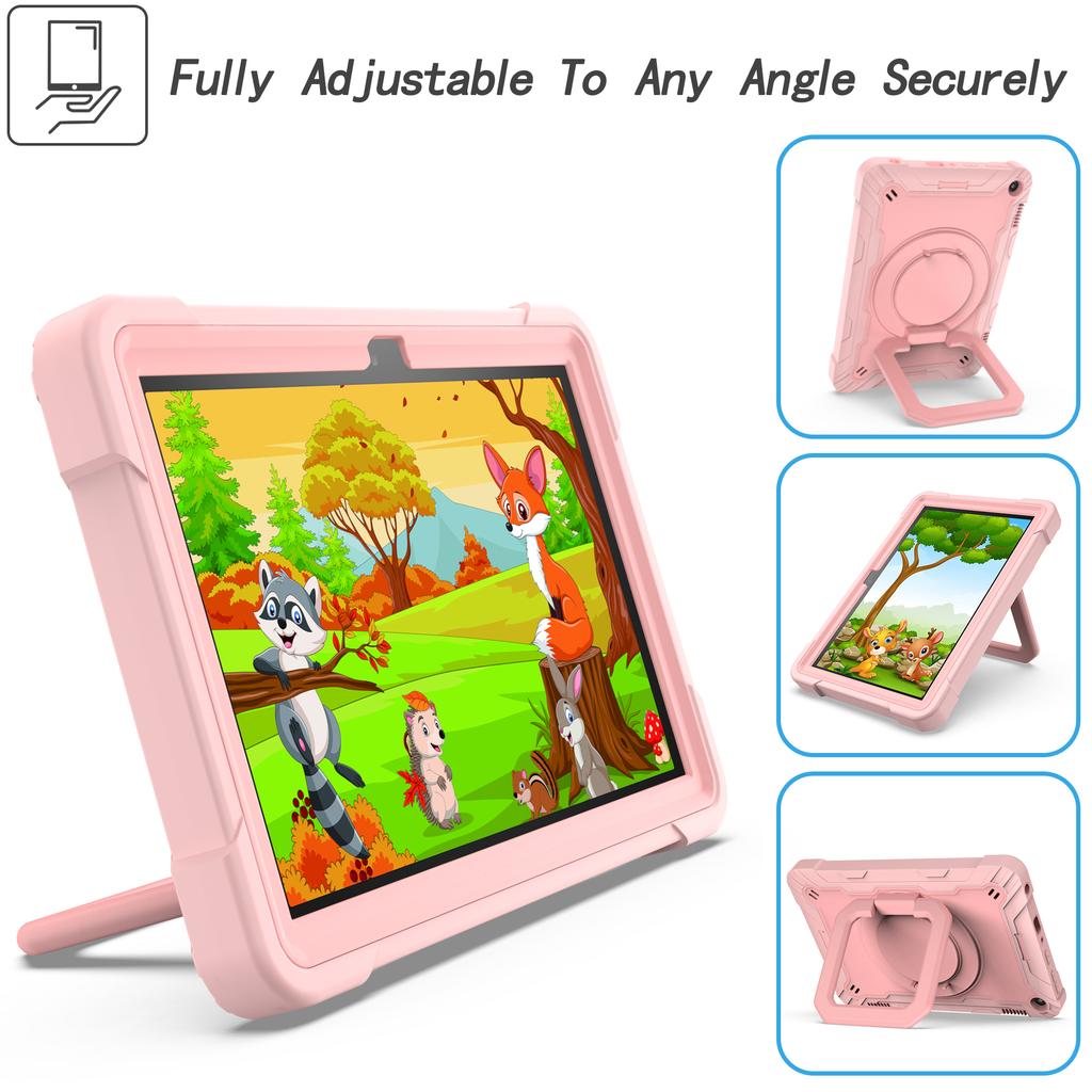 360 Rotating Case for Amazon Fire HD8 Plus 2020 10th Generation Handle Grip Stand Cover Shockproof Shoulder Strap Kids Funda # R