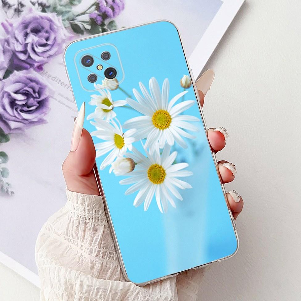 Clear For Oppo Reno 4Z 5G Case Cover CPH2065 Cute Cat Fashion Flowers Painted Soft Back Cover For Oppo Reno4 Z 5G Phone Case