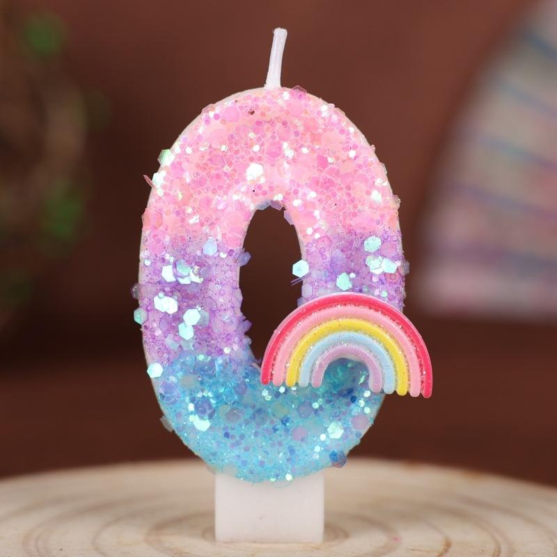 Rainbow Numbers Birthday Candles Cake Party Decoration Birthday Handmade Candles 0-9