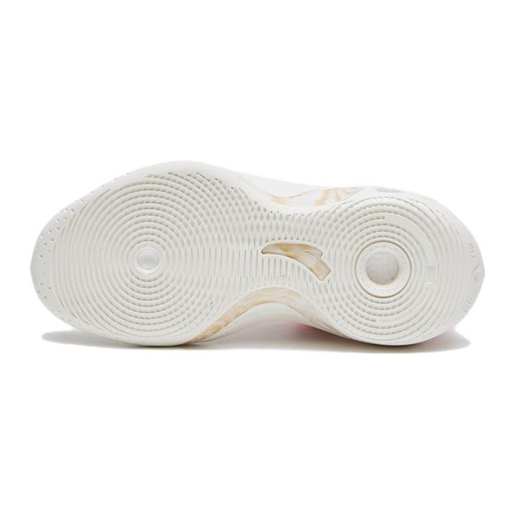 Anta KT8 Durable Non-Slip High-Top Basketball Shoes Kids Sneakers White Red Gold 312311130-3