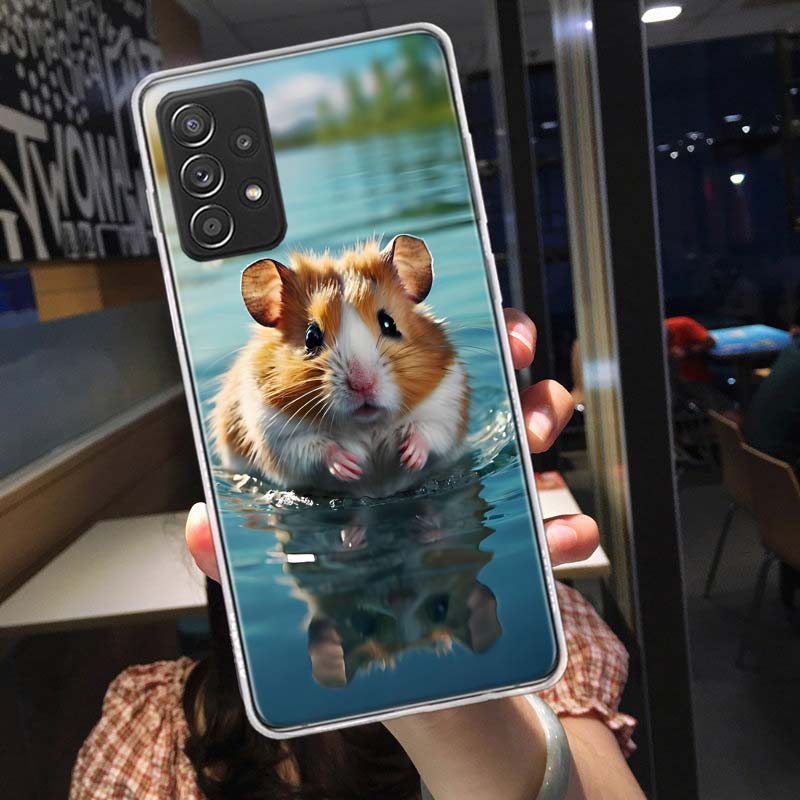 Hamsters With Hats Have Ears Phone Case For Samsung A15 A25 A35 A55 Galaxy A12 A22 A32 A52S A72 A05S A02S A42 J6 J4 A6 A7 A8 A90