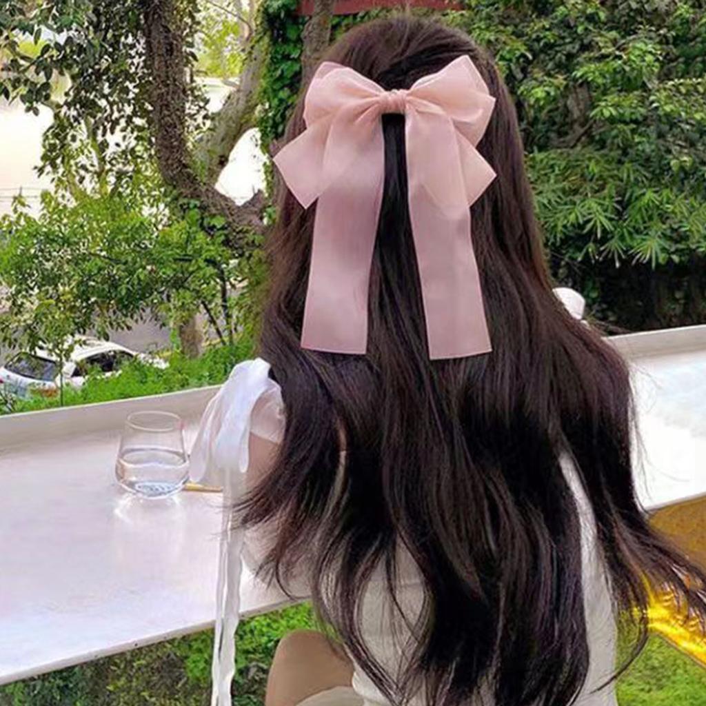 Lystrfac  New Black White Yarn Bow Hair Clip for Women Girls Spring Clip Back Head Hairpin Fashion Hair Accessories