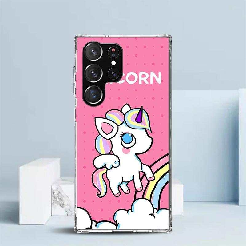 Rosa Einhorn Regenbogen Handyhülle Für Samsung Galaxy S24 S25 Edge S26 Ultra S22 S23 Plus S21 + S20 FE Weiche TPU Rückseite Galaxy S