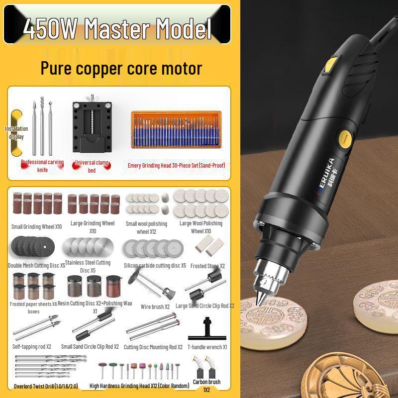 High-Power Handheld Electric Grinder for Wood Carving, Jade Polishing, Cleaning, Cutting & Engraving