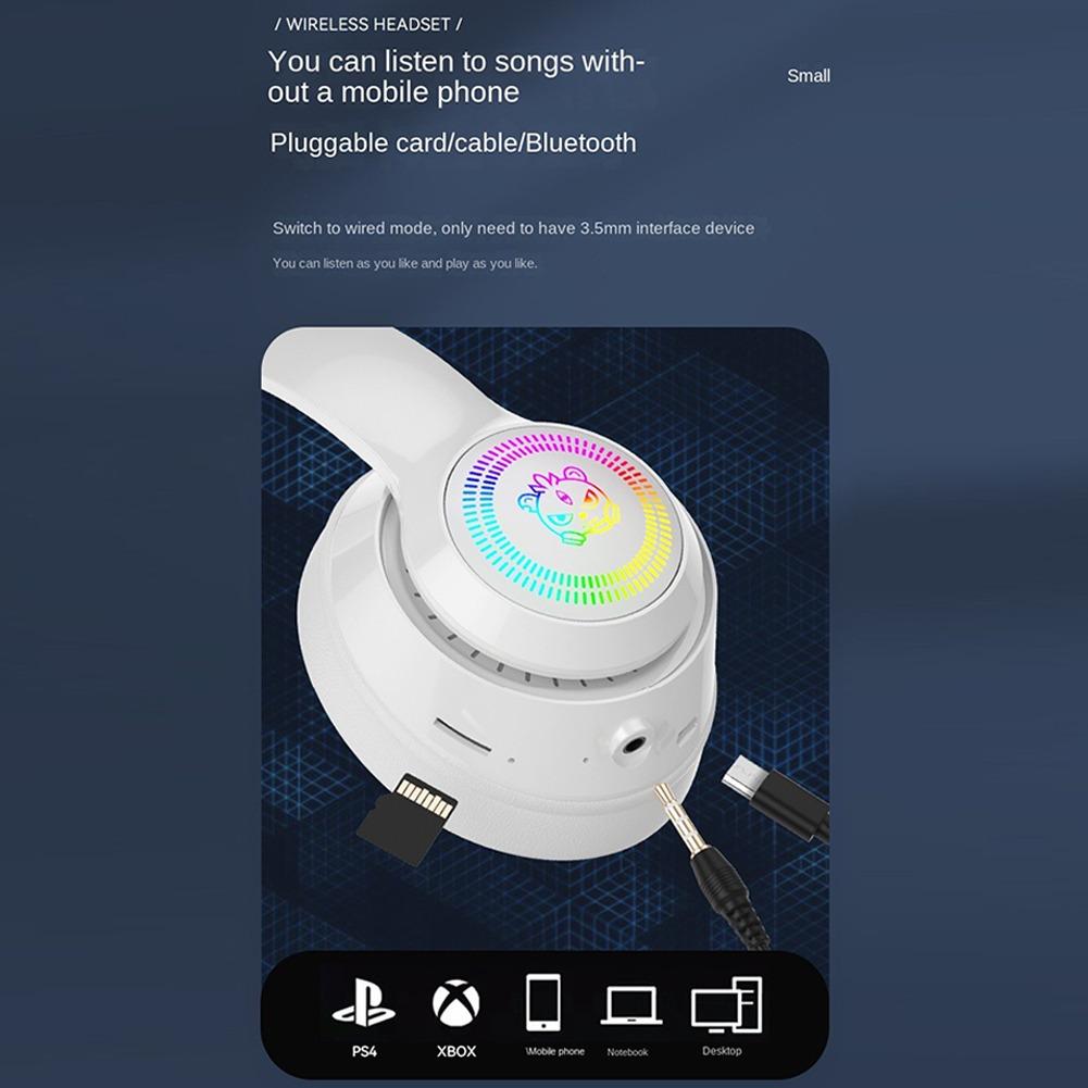 B38 Head-mounted Bluetooth-compatible Headphones HD Noise Reduction Subwoofer Wireless Luminous Gaming Headset