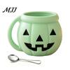 Cute Pumpkin Shape Organizer Halloween Ice Cream Cup with Spoon, Keeps Hands Warm Dessert 3D Printed Decor Cup, PLA Creative Sleeve for Home