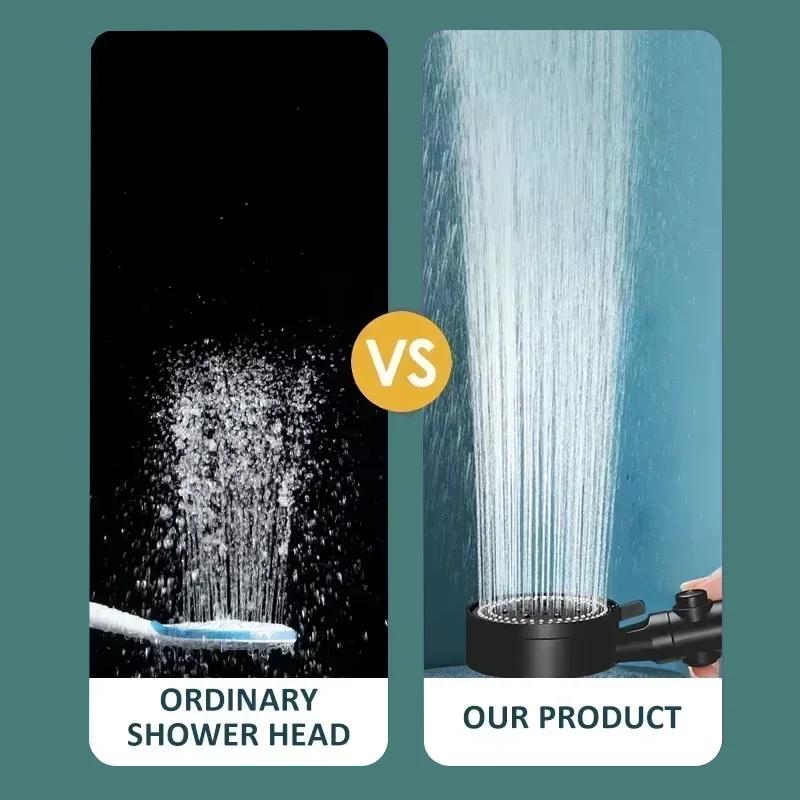 8 Modes High-Pressure Shower Head Set Fall Resistance Black Handheld Shower Head Water Saving Bathroom Shower Accessories