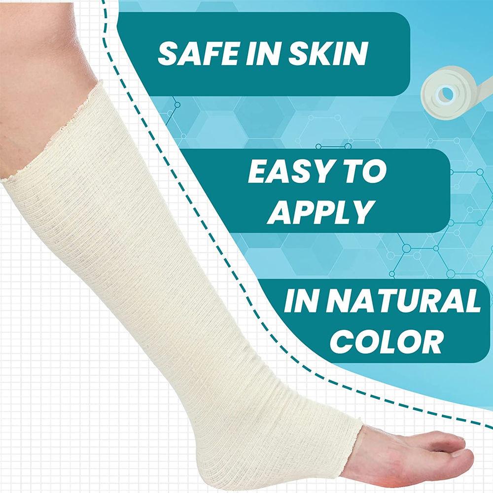 1 Rolle Elastische Schlauchbandage, 10M - Naturfarbe, für Große Knie-Stützbandage - Mittlerer Oberschenkel, Baumwolle Spandex