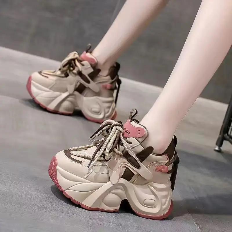 Wear Resistant Sports Shoes with Increased Height for Women 2024 New Spring/autumn Versatile Shopping and Leisure Shoes