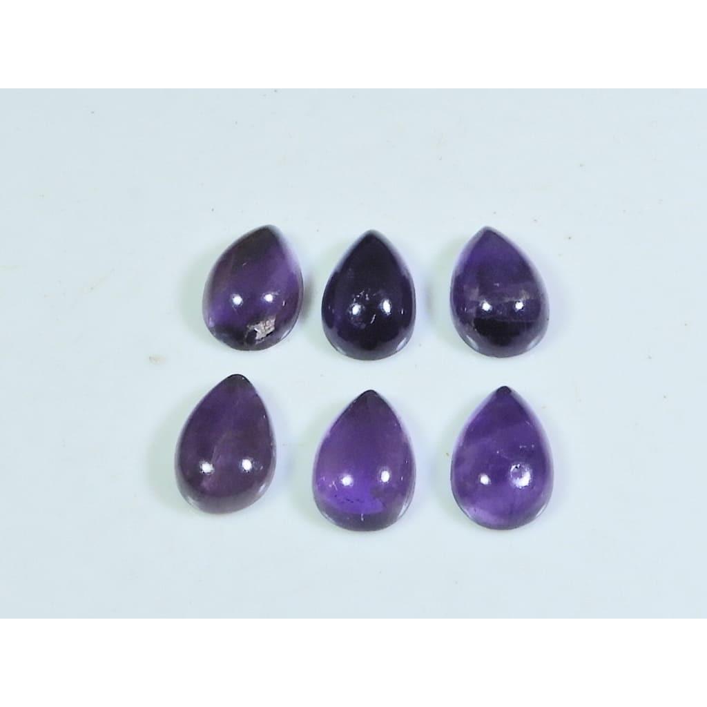 

8X12MM Natural Amethst Ring Size Pear Cabochon Loose Gemstone 6Pcs Lot 20Cts A-437