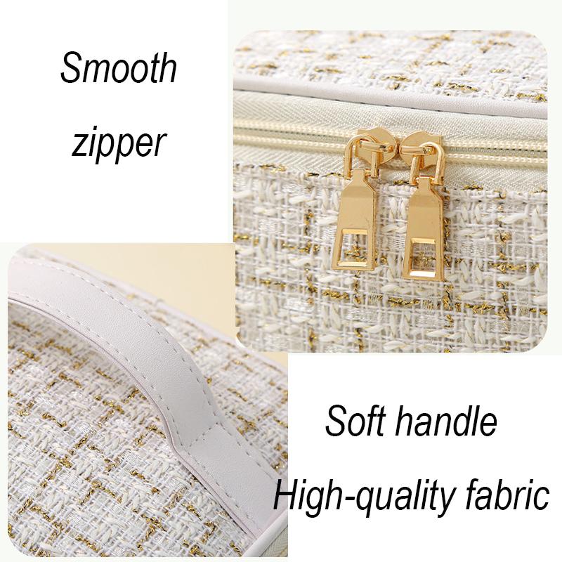 Fashion Cosmetic Bag Large Capacity Portable Handbag Plaid Travel Makeup Bag Portable Toiletries Organizer Bathroom Storage Case