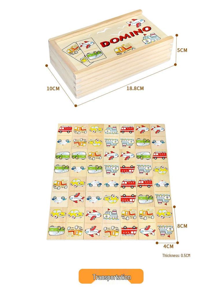 28-Piece Animal & Fruit Domino Puzzle Set for Kindergarten