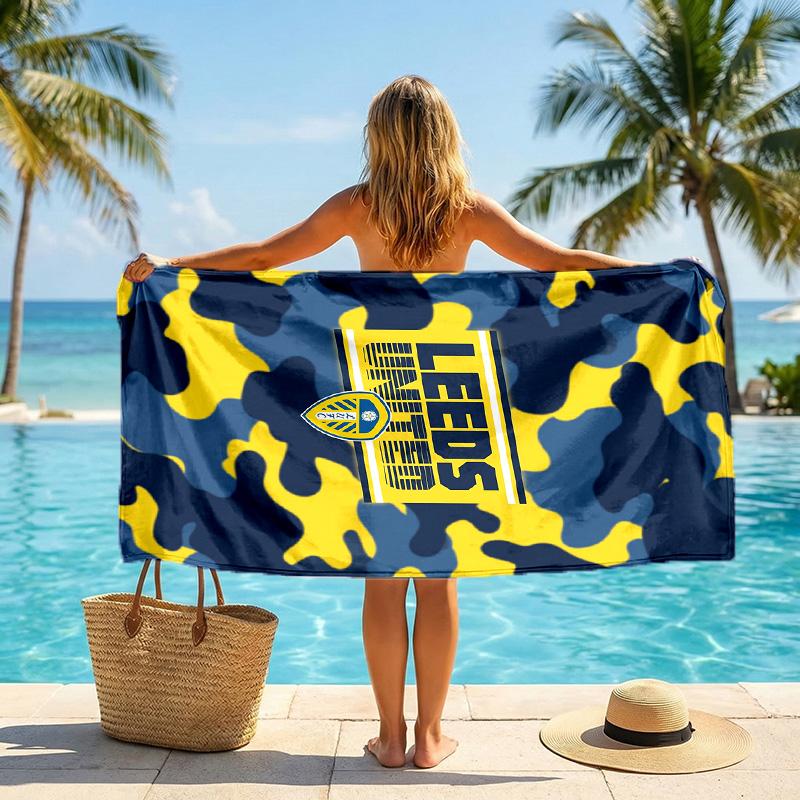 Leeds United Fußball Strandtuch Weiches Mikrofaser Sommerhandtuch Schnelltrocknendes Saugfähiges Handtuch für Strand Schwimmbad Reisen