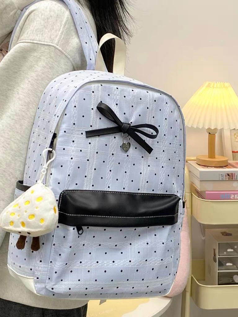 Schoolbag atmosphere Japanese schoolbag design college girl cute polka dot backpack junior high school new lace backpack women