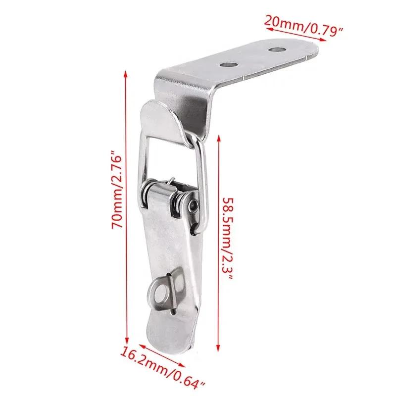 8PCS 90 Degrees Duck-mouth Buckle Hook Lock Stainless Steel Spring Loaded Draw Toggle Latch Clamp Clip Hasp Latch Catch Clasp