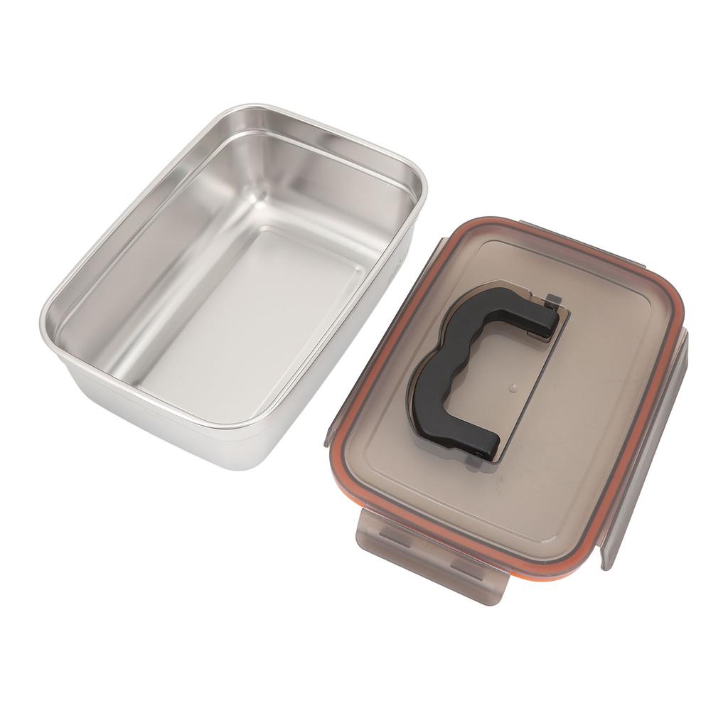 304 Stainless Steel Food Storage Container Metal Sealed Lunch Box with Handle for Home Refrigerator