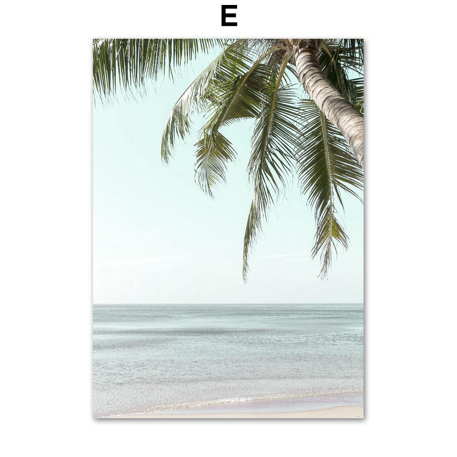 Skandinavien Strand Meer Schilf Palme Strauch Fahrrad Auto Nordic Poster und Drucke Wand Kunst Leinwand Malerei Bilder für Wohnzimmer Dekor