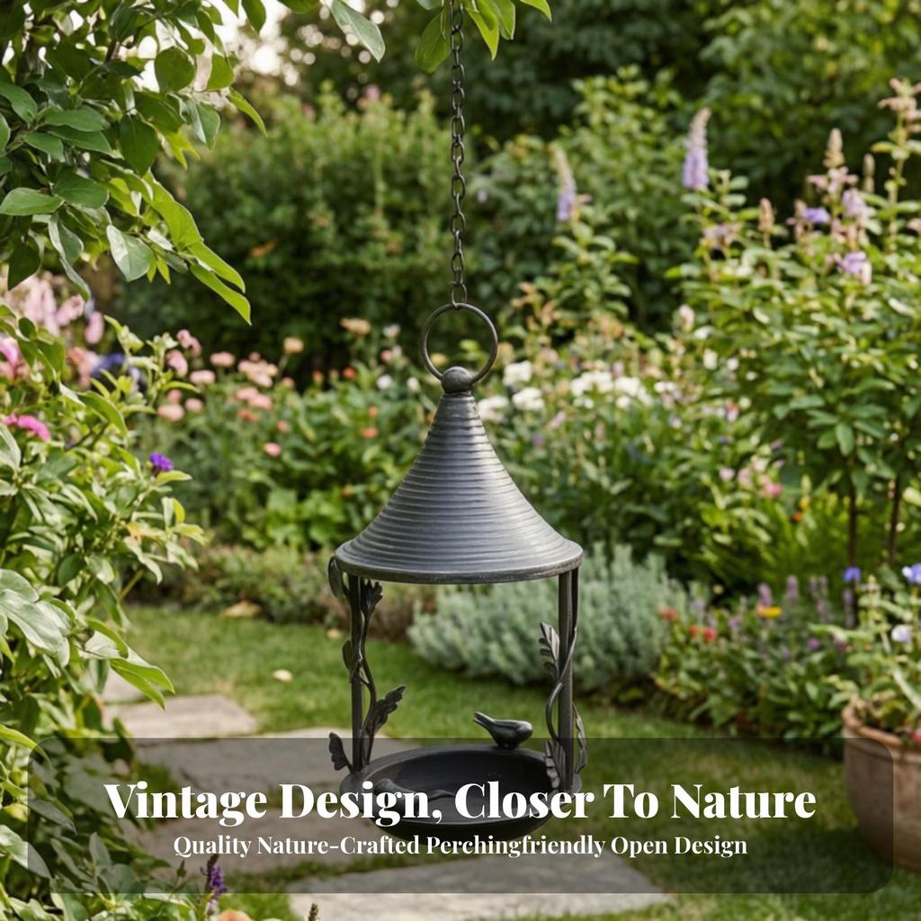 Hanging Bird Feeder Distressed with Tray Sturdy for Gardeners