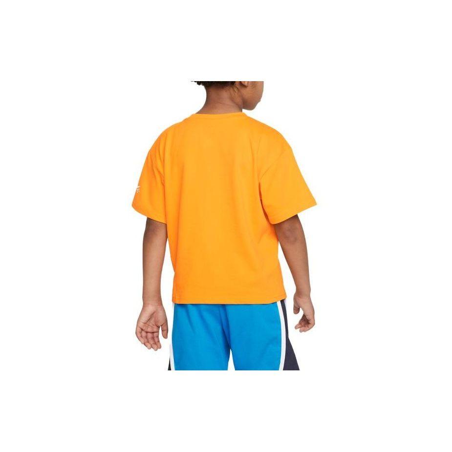 Nike Korallenriff-Buchstabenprint Lockeres Rundhals-Kurzarm-T-Shirt Kinder Oberteile Hell-Orange FQ0635-836
