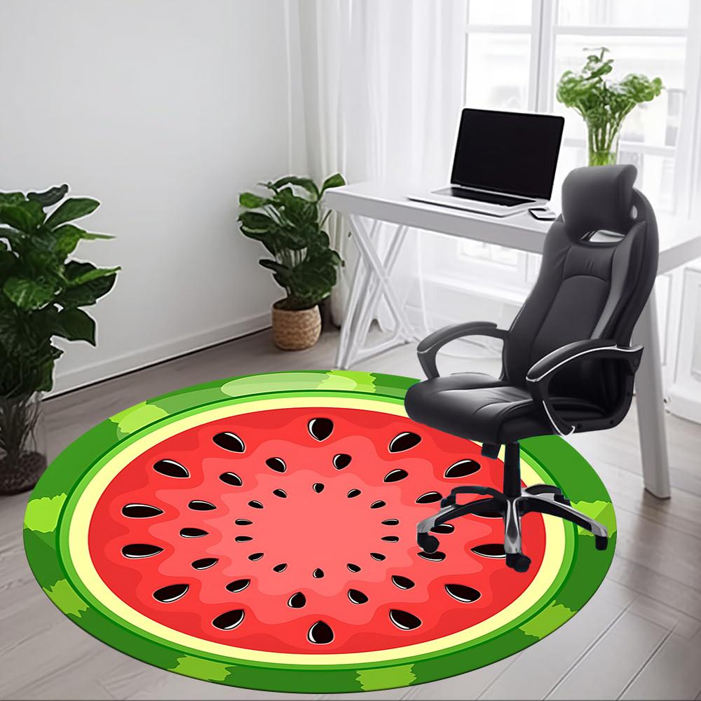 1pc Watermelon Slice Carpet for Office Non-Slip, Round Carpet, Soft & Comfortable, Carpet for Office, Lightweight Round Floor Mat