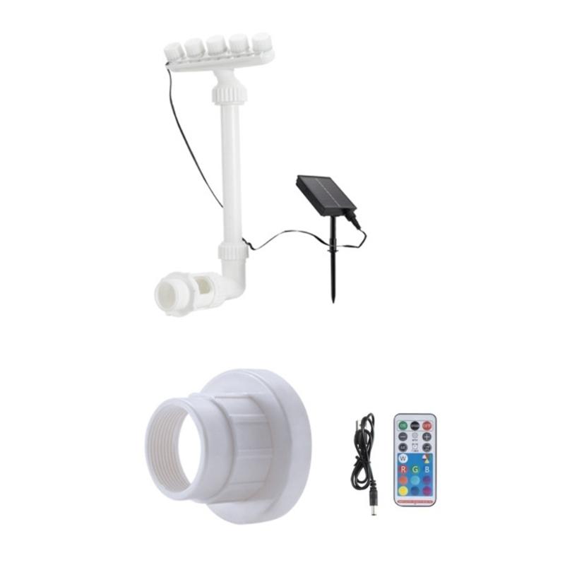 Solar Pool Fountains with 7 Color LED Lights 360 Degree Pool Waterfall Sprinkler Rechargeable Outdoor Pond Water Fountains