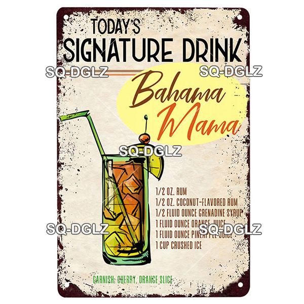 SQDGLZDrink Specials Metal Sign Vintage Plaque Plate Wall Decor For Pub Bar Cocktail Recipes Tin Sign Whiskey Menu Poster 20x30cm(7.8x11.8inch)