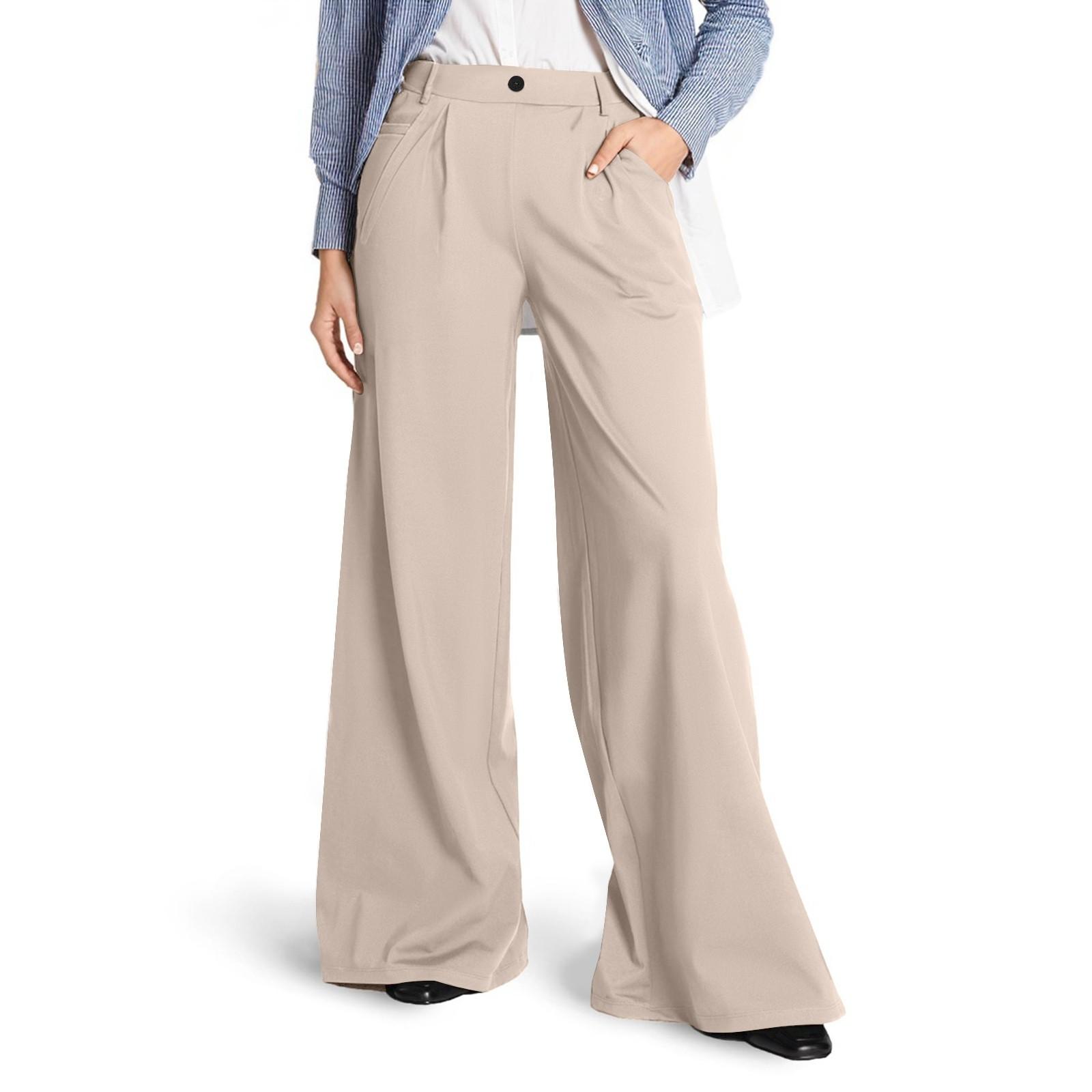 

Женские модные и универсальные эластичные формальные свободные брюки широкого кроя XL