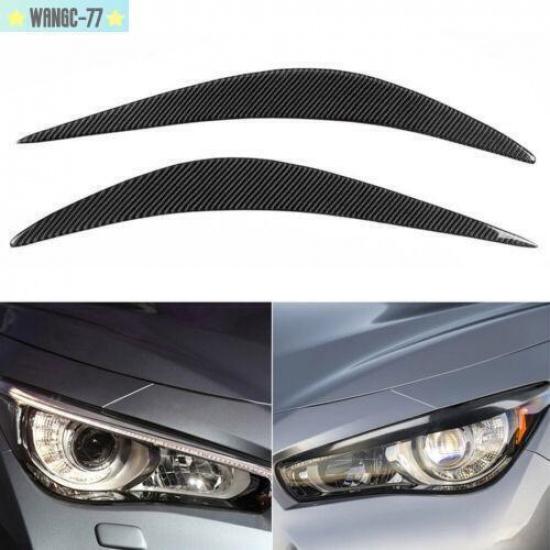 Car Headlamp Carbon Fiber Eyelashes Sticker Decor For 2014-20 INFINITI Q50