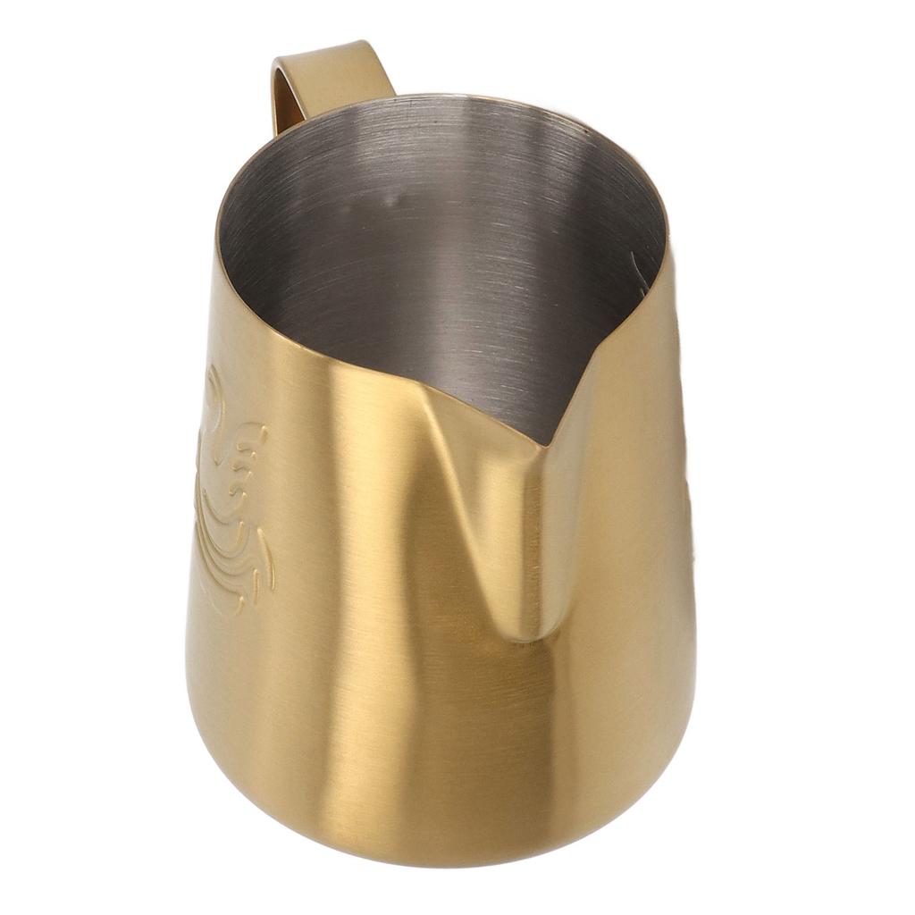 230ml Coffee Steaming Pitcher with Angled Handle Stainless Steel Olecranon Milk Frothing Cup for Latte White