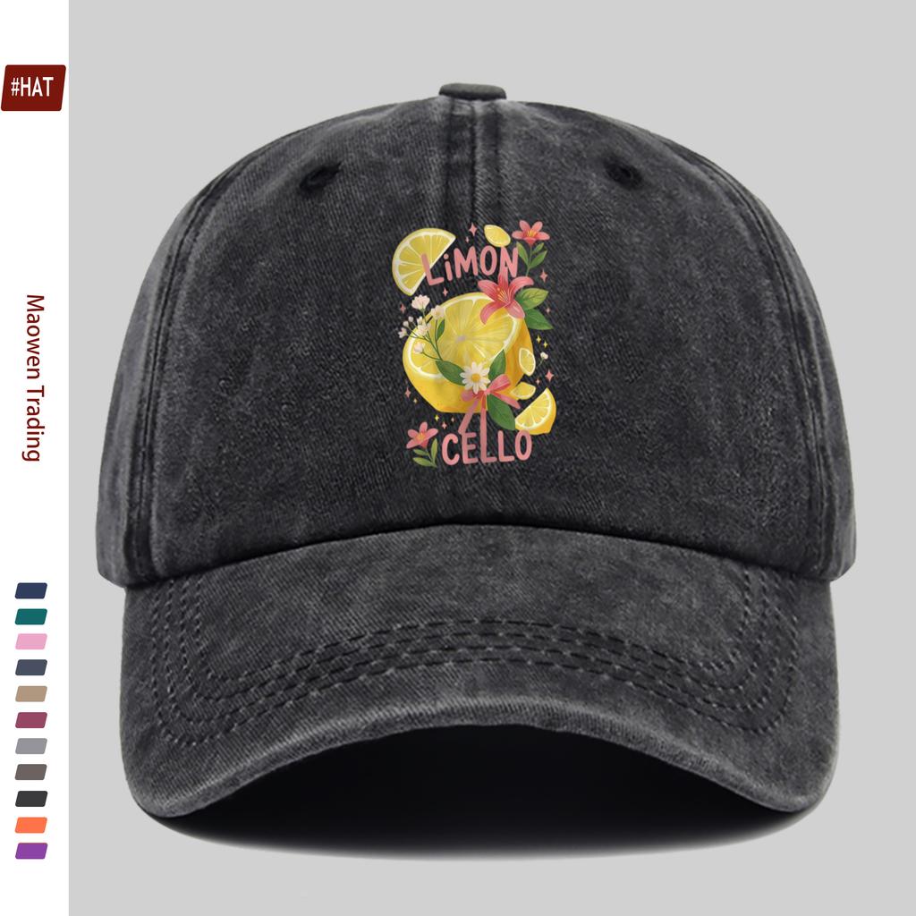 pc Spring Summer Fresh Lemon Floral Print Baseball Cap Fashion Casual Design Sun Hat Home Leisure Decor Hat Comfortable Ligh