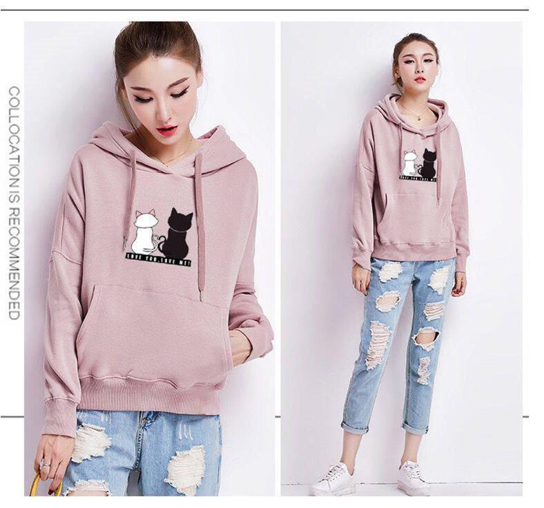 2026 Autumn Women's Korean-Style Oversized Hoodie with Velvet
