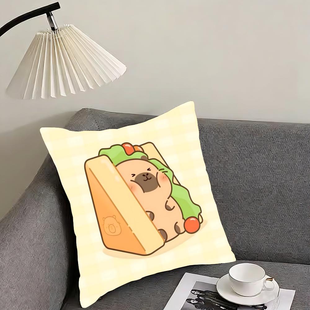 Cute Cartoon Capybara Cushion Cover Pillowcase Ultra Soft Skin Friendly Fabric Cloud Like Comfort Concealed Zipper