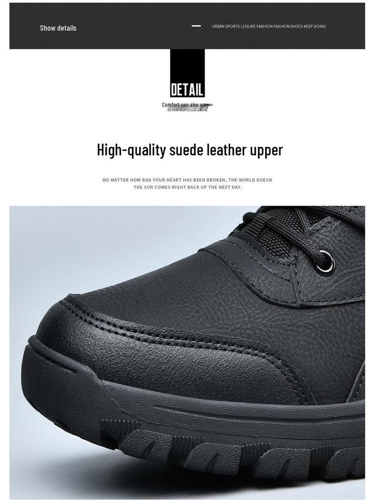 Men's Plus Size Waterproof Combat & Hiking Boots - Wear-Resistant Outdoor High-Tops, Military Desert Off-Road Boots