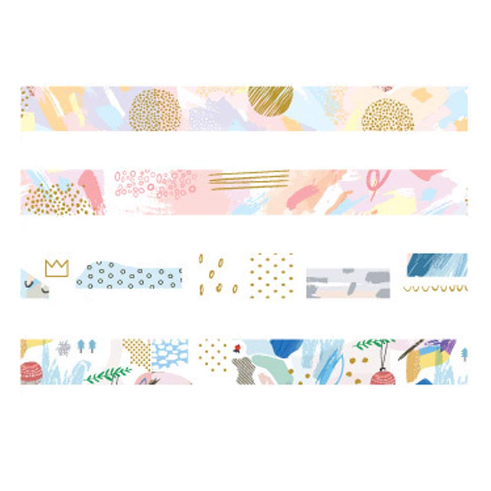 Yubbaex Masking Tape with Gold Cute 15mm Wide x 4 Perfect for Gift DIY and Decorating Notebooks Foil, Design, Rolls, Wrapping, Crafts, (Geometric