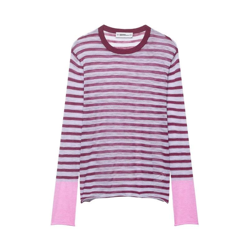 2026 Spring Fashion: European & American Style Striped Knitwear Small