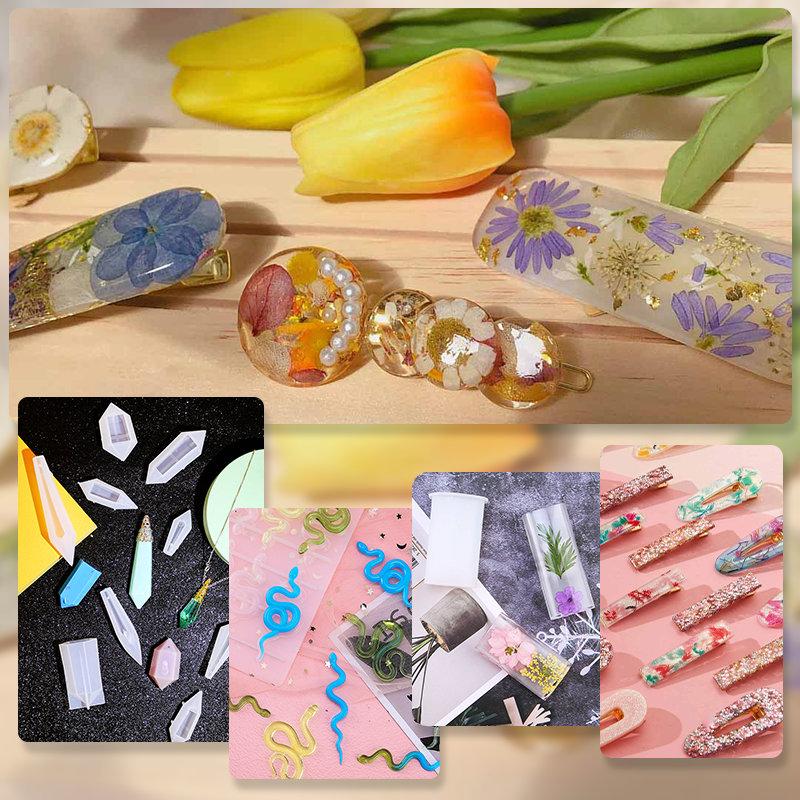 Silicone Casting Resin Jewelry Molds Set Epoxy Resin Tools Set Keychain Resin Molds for DIY Jewelry Pendants Craft Making